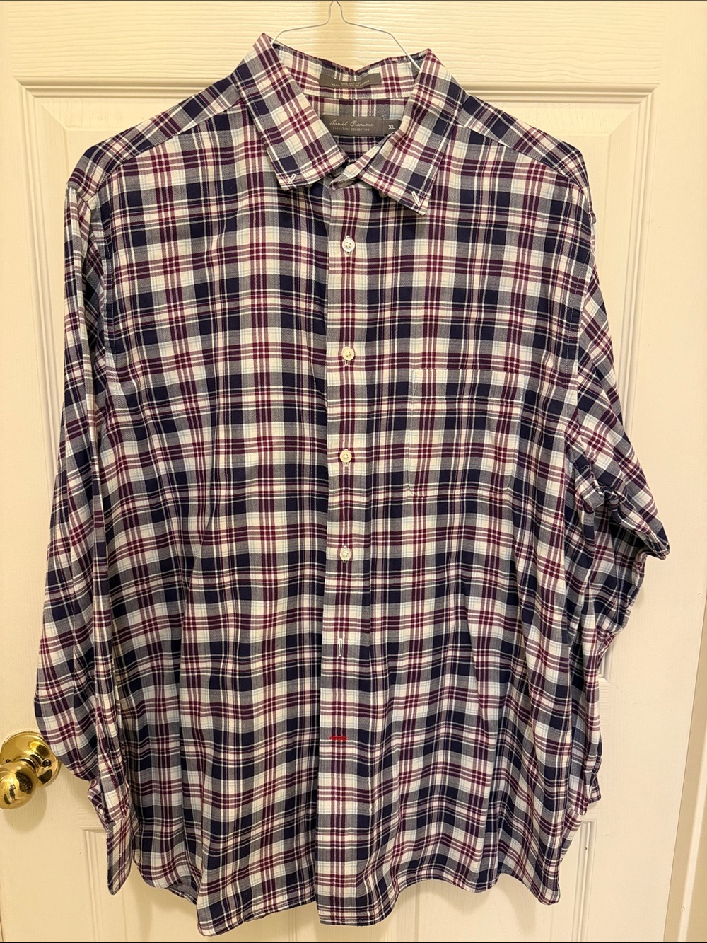 Daniel Cremieux Men's Plaid Button-Down Shirt - Navy, White & Red